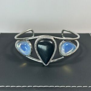 Bohemian Silver and Blue Stone Cuff
